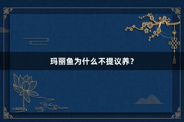 玛丽鱼为什么不提议养？